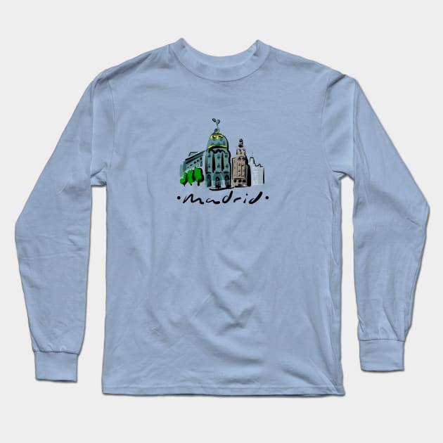 Madrid travel design | Spain Long Sleeve T-Shirt by covostudio